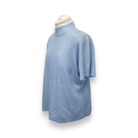 The Tog Shop Womens Blue Ribbed Short Sleeve Turtleneck Sweater XL - Picture 2 of 8
